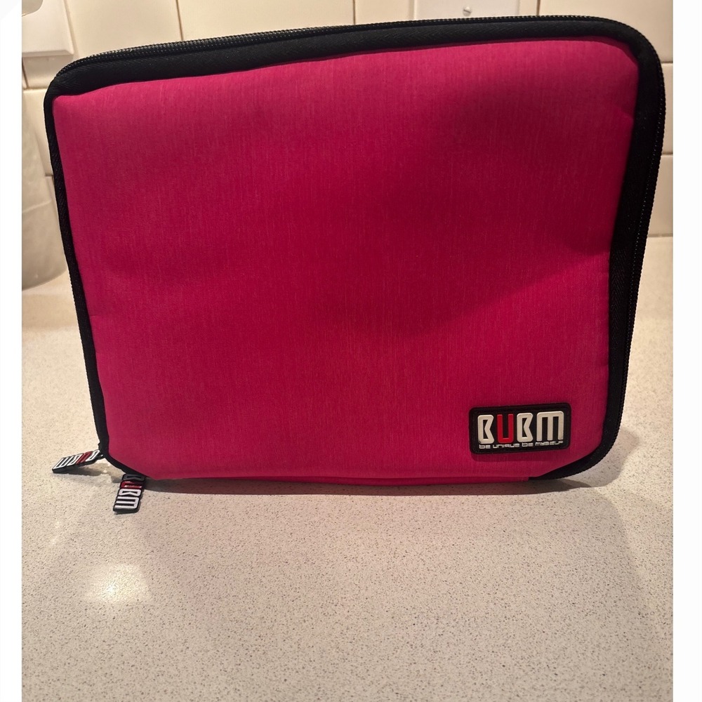 BUBM Electronics Organizer Travel Case Pink Lime Green Tech Cable Bag Pouch